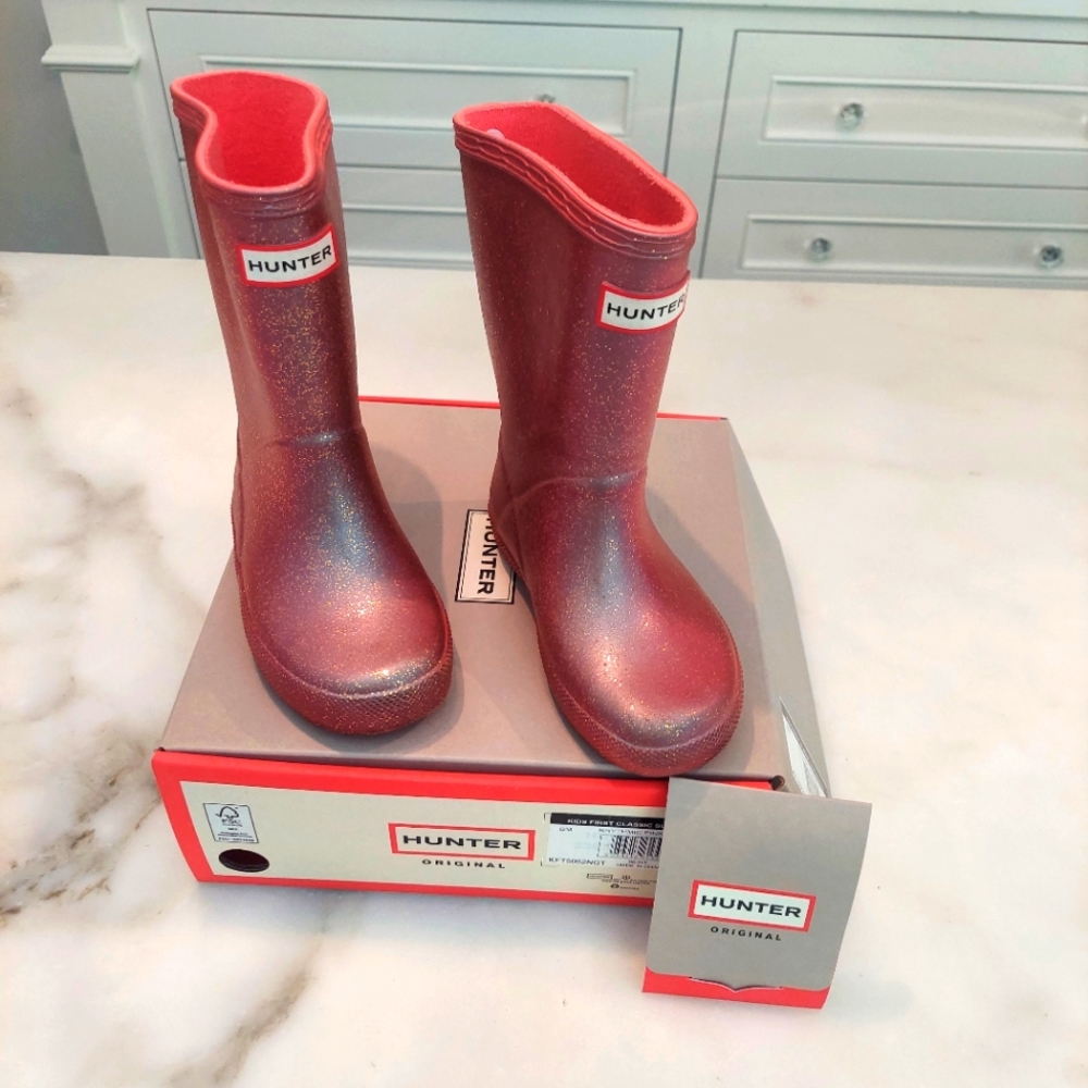 Hunter Kids Glitter Rain Boots - Pink